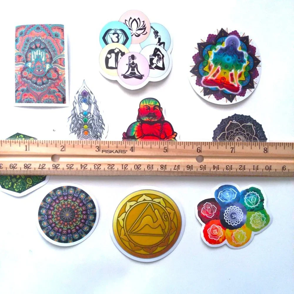 10 Yoga Mandala Stickers Lot Namaste Meditation Chakras Pilates